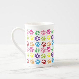 Colorful Paws, Dog Paws, Cat Paws Bone China Mug
