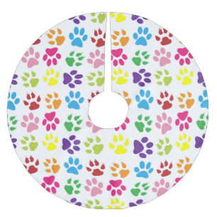 Colorful Paws, Dog Paws, Cat Paws Brushed Polyester Tree Skirt