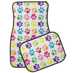 Colorful Paws, Dog Paws, Cat Paws Car Floor Mat