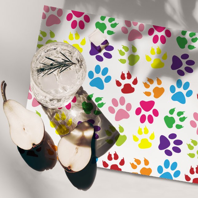 Colorful Paws, Dog Paws, Cat Paws Cloth Placemat (Creator Uploaded)