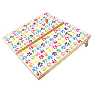 Colorful Paws, Dog Paws, Cat Paws Cornhole Set