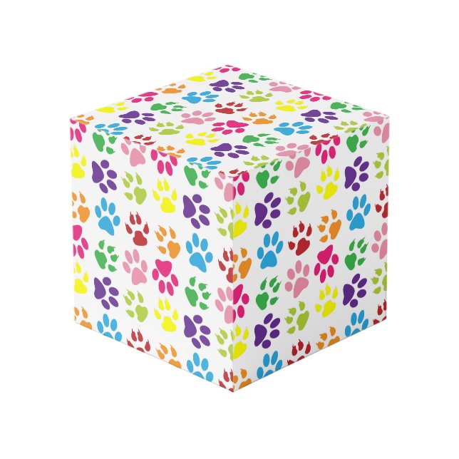 Colorful Paws, Dog Paws, Cat Paws Cube (Front Angled)