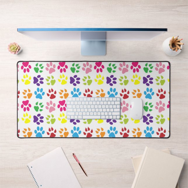 Colorful Paws, Dog Paws, Cat Paws Desk Mat (Office 1)