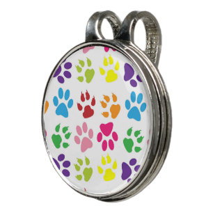 Colorful Paws, Dog Paws, Cat Paws Golf Hat Clip