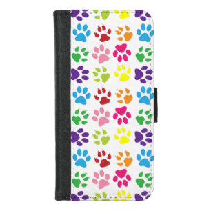 Colorful Paws, Dog Paws, Cat Paws iPhone 8/7 Wallet Case
