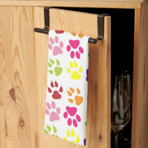 Colorful Paws, Dog Paws, Cat Paws Kitchen Towel