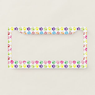 Colorful Paws, Dog Paws, Cat Paws License Plate Frame
