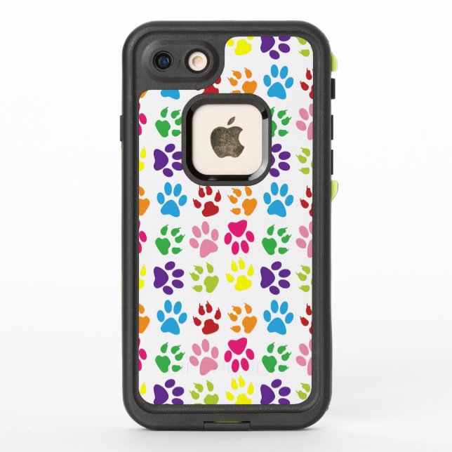 Colorful Paws, Dog Paws, Cat Paws LifeProof iPhone Case (Back)