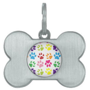 Colorful Paws, Dog Paws, Cat Paws Pet ID Tag