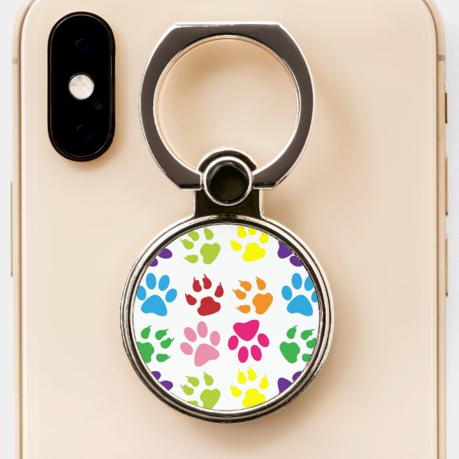 Colorful Paws, Dog Paws, Cat Paws Phone Ring Stand (Close Up)