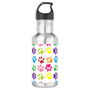 Colorful Paws, Dog Paws, Cat Paws Stainless Steel Water Bottle
