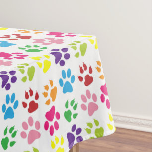 Colorful Paws, Dog Paws, Cat Paws Tablecloth