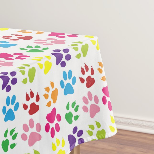 Colorful Paws, Dog Paws, Cat Paws Tablecloth (In Situ)