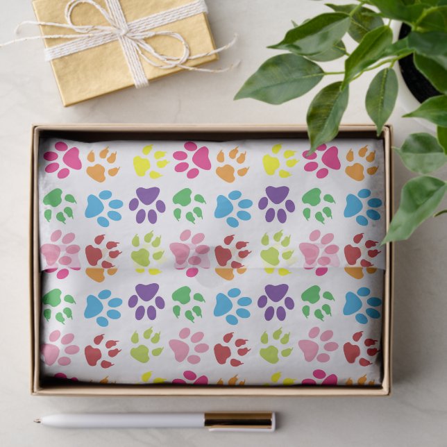 Colorful Paws, Dog Paws, Cat Paws Tissue Paper (Gift)