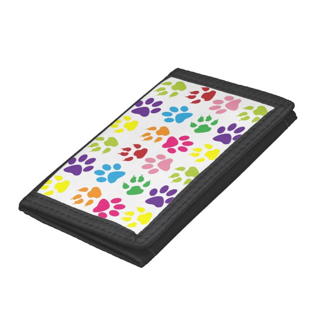 Colorful Paws, Dog Paws, Cat Paws Trifold Wallet (Bottom)
