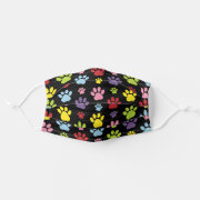 Colorful Paws, Dog Traces, Trails, Animal Paws Cloth Face Mask