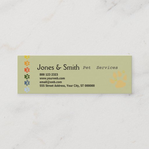 Customizable Colorful Paws Business Card Templates