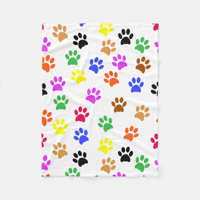 Colorful Paws Fleece Blanket (Front)
