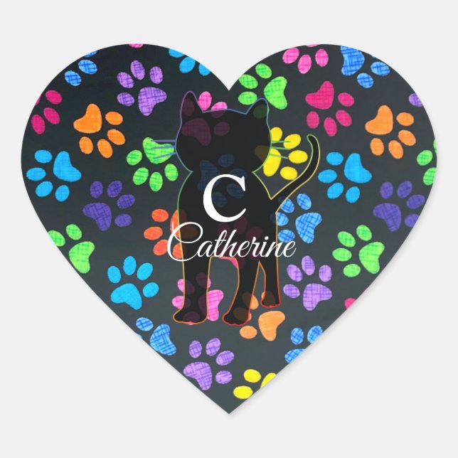 Colorful Paws Heart Sticker (Front)