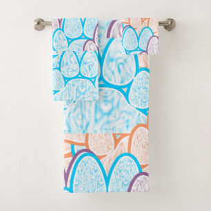 Colorful Paws Illusion Bath Towel Set