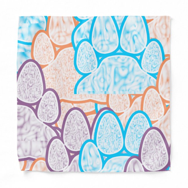 Colorful Paws Illusion Dog Bandana (Front)