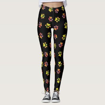 Colorful Paws Leggings by Victoreeah at Zazzle