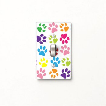 Colorful Paws Light Switch Cover by Paws_At_Peace at Zazzle