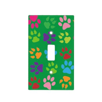 Colorful Paws Light Switch Cover by Paws_At_Peace at Zazzle