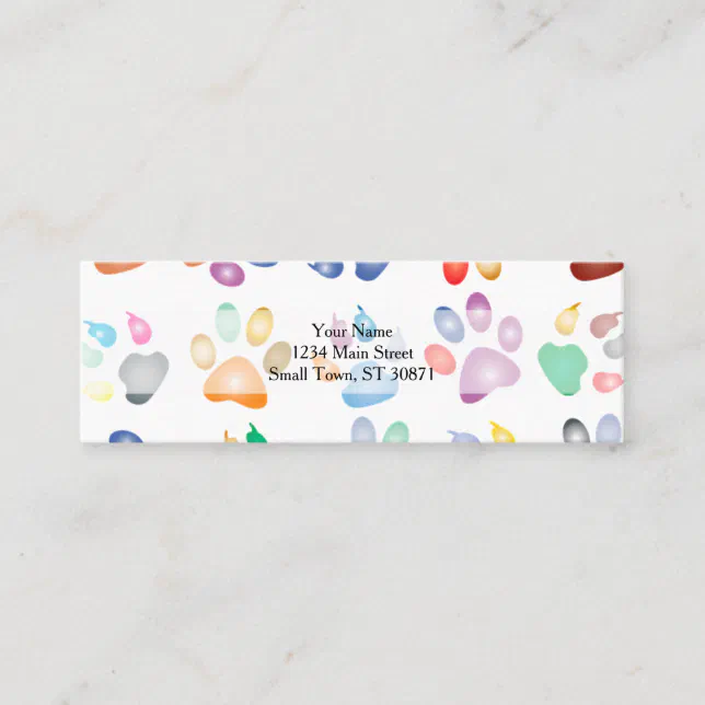 Colorful Paws Mini Business Card | Zazzle