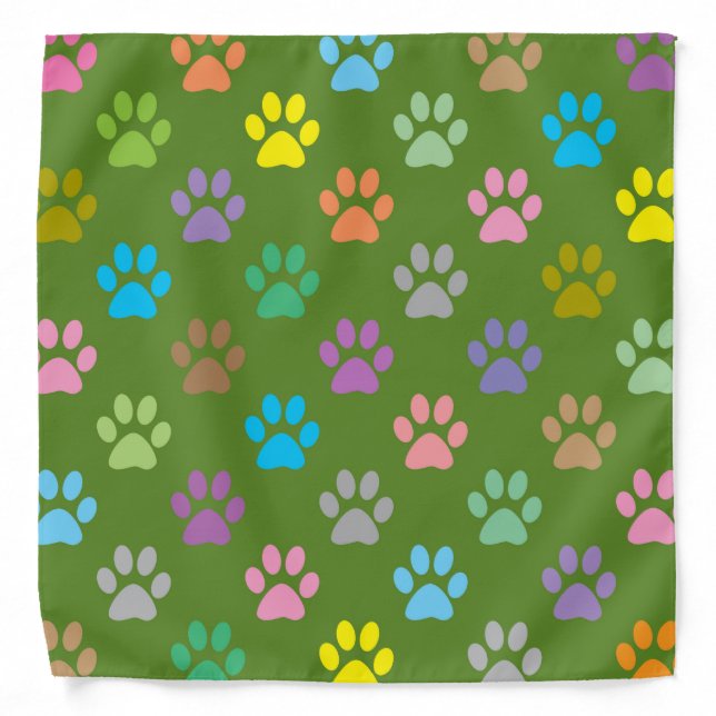 Colorful paws pattern bandana (Front)