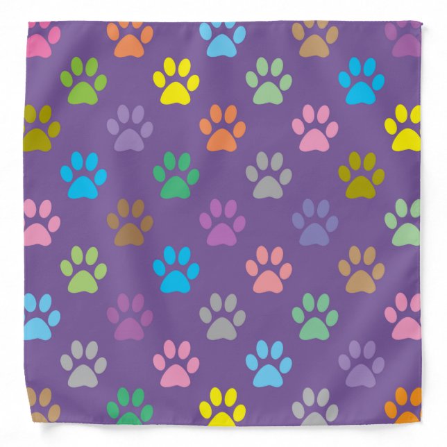 Colorful paws pattern bandana (Front)