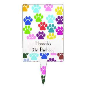 Colorful Paws, Paw Pattern, Dog Paws, Birthday Cake Topper