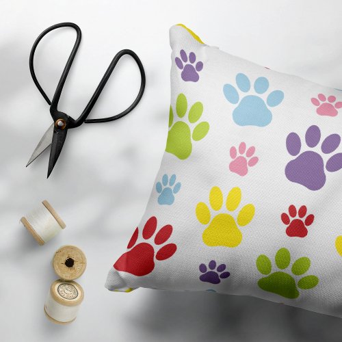 Colorful Paws Paw Pattern Dog Paws Paw Prints Accent Pillow