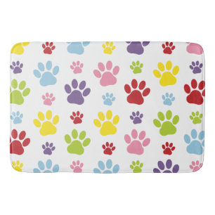 Colorful Paws, Paw Pattern, Dog Paws, Paw Prints Bath Mat