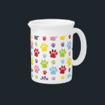 Colorful Paws, Paw Pattern, Dog Paws, Paw Prints Beverage Pitcher<br><div class="desc">Cute,  fun and adorable pattern with colorful paws. Modern and trendy gift,  perfect for the dog lover in your life.</div>