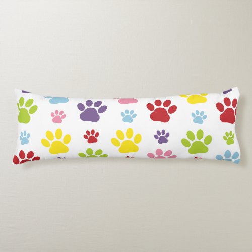 Colorful Paws Paw Pattern Dog Paws Paw Prints Body Pillow