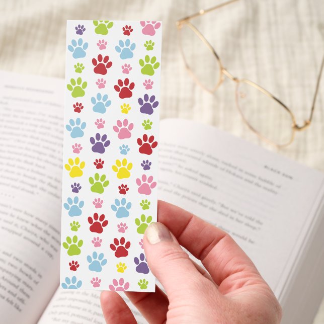 Colorful Paws, Paw Pattern, Dog Paws, Paw Prints Bookmarks (Hand)