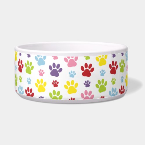 Colorful Paws Paw Pattern Dog Paws Paw Prints Bowl