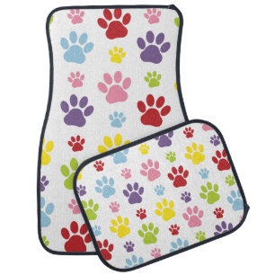Colorful Paws, Paw Pattern, Dog Paws, Paw Prints Car Floor Mat