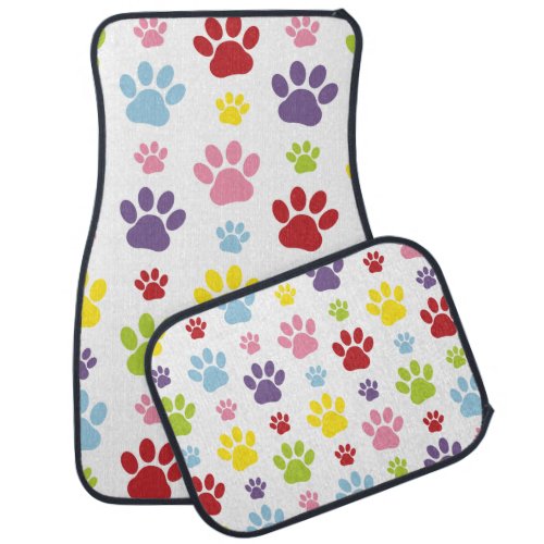 Colorful Paws Paw Pattern Dog Paws Paw Prints Car Floor Mat