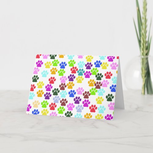 Colorful Paws Paw Pattern Dog Paws Paw Prints Card