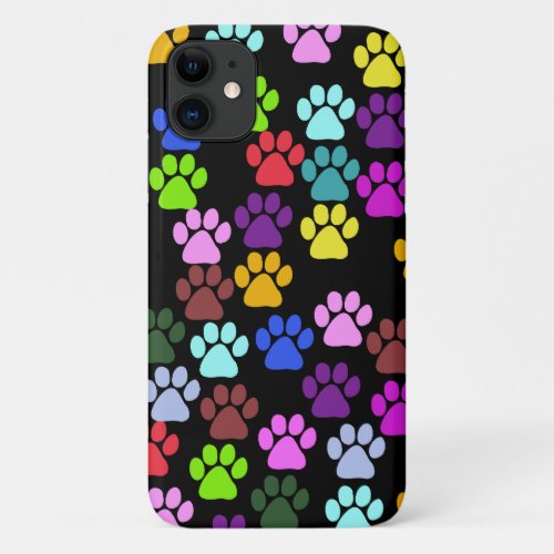 Colorful Paws Paw Pattern Dog Paws Paw Prints iPhone 11 Case