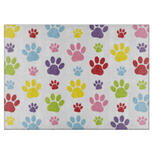 Colorful Paws, Paw Pattern, Dog Paws, Paw Prints Cutting Board