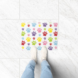 Colorful Paws, Paw Pattern, Dog Paws, Paw Prints Doormat