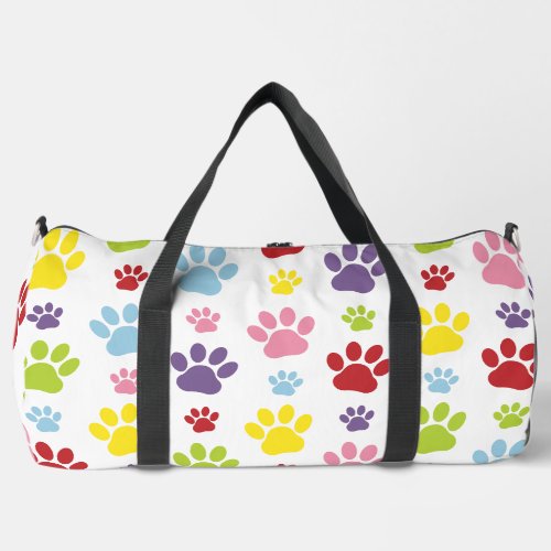Colorful Paws Paw Pattern Dog Paws Paw Prints Duffle Bag