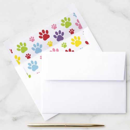 Colorful Paws Paw Pattern Dog Paws Paw Prints Envelope Liner