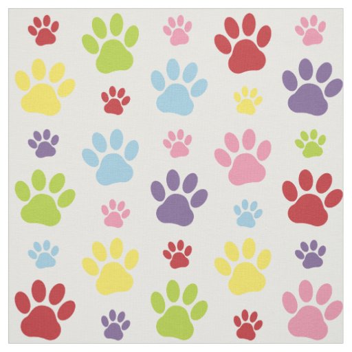 Colorful Paws, Paw Pattern, Dog Paws, Paw Prints Fabric