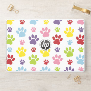 Colorful Paws, Paw Pattern, Dog Paws, Paw Prints HP Laptop Skin