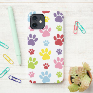 Colorful Paws, Paw Pattern, Dog Paws, Paw Prints iPhone 12 Case