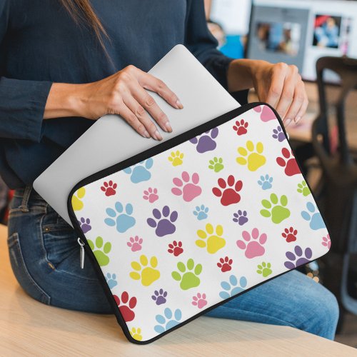 Colorful Paws Paw Pattern Dog Paws Paw Prints Laptop Sleeve